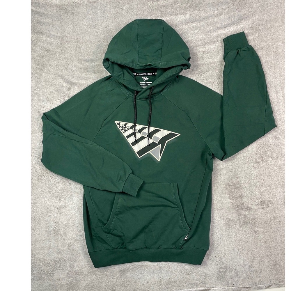 Paper Planes Hoodie Men's L Green  Logo Pullover Sweat Greatness Is A Process